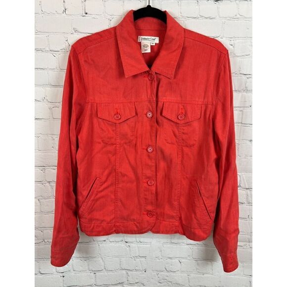 COLDWATER CREEK crimson red Tencel Lyocell jacker blazer size M - Picture 1 of 6
